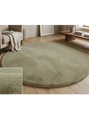Carpet Dekor Peluş Yumuşak Dekoratif Halı Yuvarlak Taş Rengi