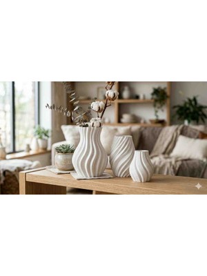 BerMey Etherea Doğal Mineral Döküm Modern Vazo Seti