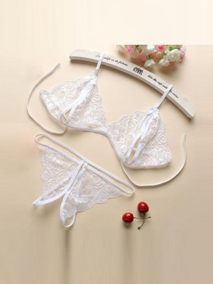 Moddyshop Fantezi Beyaz Dantelli Seksi Sütyen Kilot Takım MODDYSHOP9706