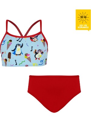 Daring Littles Uv Korumalı Upf 50+ Sportif Penguen Desen Bikini Seti  - Geri Dönüştürülmüş Kumaş - Tappy Koleksiyonu