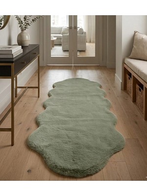 Carpet Dekor Peluş Yumuşak Dekoratif Halı Simetrik Desen Taş Rengi