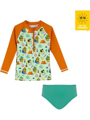 Daring Littles Uv Korumalı Upf 50+ Çocuk Yüzme Seti - Uzun Kollu Arı Desen Üst &  Bikini Altı - Geri Dönüştürülmüş Kumaş - Beebee Koleksiyonu