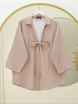 Modamorfo Önden Bağlamalı Krınkıl Kimono -Somon