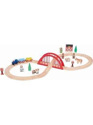 Squirrel Play 35 Parça Ahşap Tren Seti - Eğitici Figür 8 Raylı Yol Sistemi