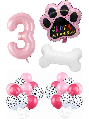 Parti Pera Kedi Köpek Pet Doğum Günü Balon Seti Kemik Folyo Balon Pati Folyo Balon