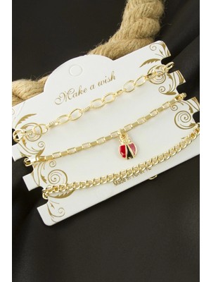 Marsilyan Uğur Böceği Zincir Bileklik 3 Adet