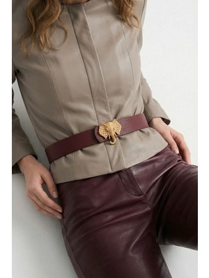 Milleniva Fil Gold Tokalı Bordo Kadın Bel Kemeri