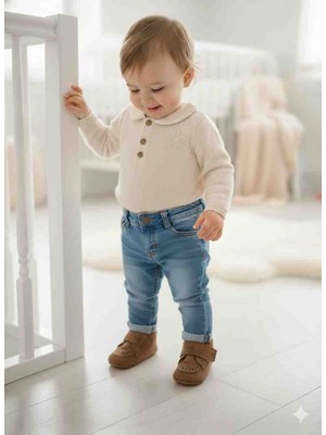 Çago Kids Süet Ilkadım Bebek Makosen Cırtlı Suni Deri Günlük Kullanım İçin Şık Tasarım