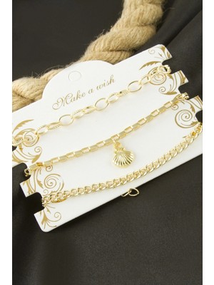 Marsilyan Istiridye Zincir Bileklik 3 Adet