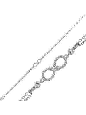 Bazarhane Gümüş Çift Sonsuzluk Kadın Bileklik