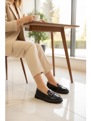 Enoch Kadın Füme At Nalı Tokalı Grena Dokulu Comfort Şehir Loafer