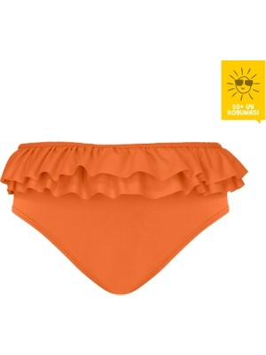 Daring Littles Uv Korumalı Upf 50+ Fırfırlı Turuncu Bikini Altı - Geri Dönüştürülmüş Kumaş