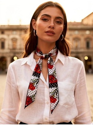 Marsilyan Puantiye Desenli Kadın Fular – Ceket, Elbise ve Gömlek Kombinleri Için, Hediye Olarak Ideal