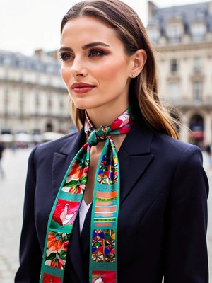 Marsilyan Kadın Çiçek Hayvan Desenli Modern Fular – Boyun, Çanta & Saç Aksesuarı – Şık Hediye Alternatifi