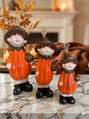 Evinize Sonbahar Neşesi: El Yapımı Bal Kabağı Çocuk Biblo Seti 🎃