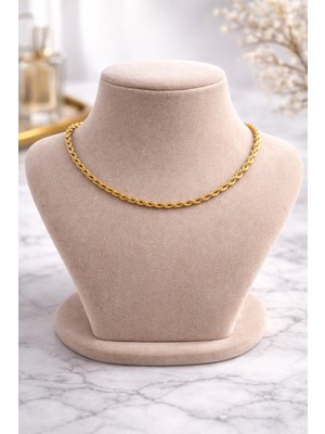 Allivo Altın Renk Orta Rope Zincir Çelik Kolye