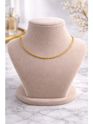 Allivo Altın Renk Ince Rope Zincir Çelik Kolye