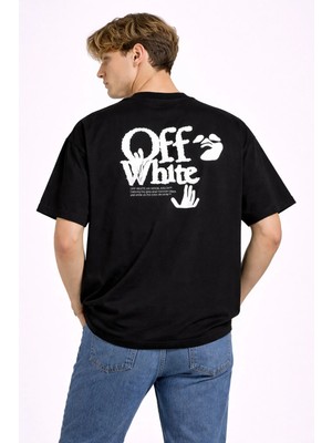 Camblys Unisex Kadın Erkek Off White Baskılı Oversize Kalın Kumaş Bol Kesim Pamuklu T-Shirt