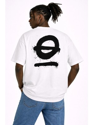 Camblys Unisex Kadın Erkek O Üstü Çizgili Sırt Baskılı Oversize Kalın Kumaş Bol Kesim Pamuklu T-Shirt