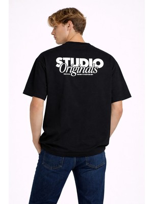 Camblys Unisex Kadın Erkek Studio Orgınal Sırt Baskılı Oversize Kalın Kumaş Bol Kesim Pamuklu T-Shirt