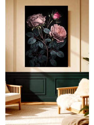 Mushen Studio Karanlık Gül Detaylı Romantik Kanvas Tablo