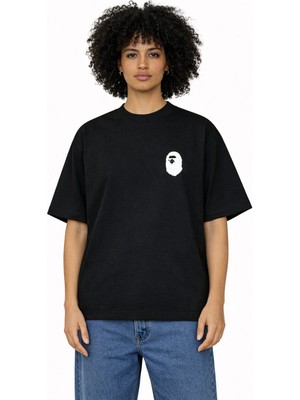 Camblys Kadın Erkek Unisex Bathıng Age Logo Ön Baskılı Oversize Kalın Kumaş Bol Kesim Pamuklu T-Shirt