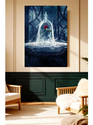 Mushen Studio Kristal Fanus Içinde Gül Sanat Kanvas Tablo