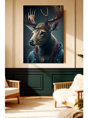 Mushen Studio Modern Giyim Tarzı Hipster Geyik Figürlü Kanvas Tablo Genç Odası Dekoru