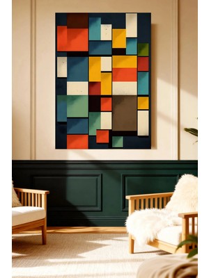 Mushen Studio Soyut Geometrik Renkli Bloklar Modern Sanat Kanvas Tablo Ofis Duvar Dekoru