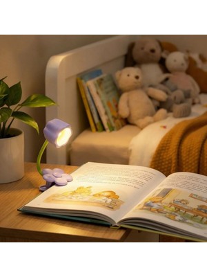 Marsilyan Çiçek Model Mandallı LED Kitap Okuma Lambası – Kıvrılabilir Esnek Gövdeli, Taşınabilir Gece Lambası &amp;amp; Masaüstü Okuma Işığı (4887)