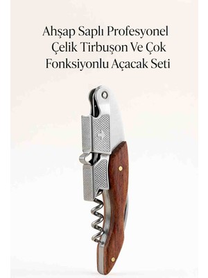 Wolawood Ahşap Saplı Profesyonel Tirbuşon Çelik Şarap Açacağı Çok Fonksiyonlu Şişe Açacak Premium Kalite Şık Tasarım Özel Seri
