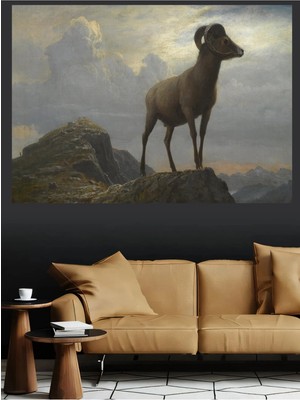 Mushen Studio Dağ Keçisi Natürmort Kanvas Tablo Klasik Duvar Dekoru Sanat Eseri Çerçevesiz Ev Ofis