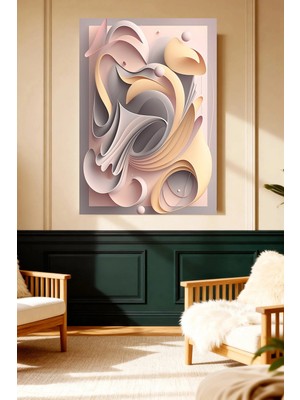 Mushen Studio Soyut Dalga Formları Pastel Tonlar Kanvas Tablo Solvent Baskı Modern Sanat Duvar