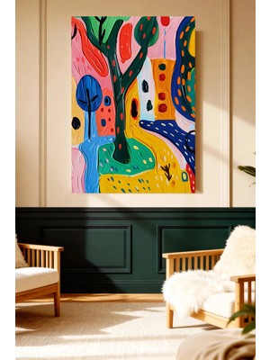 Mushen Studio Renkli Ağaç ve Yol Soyut Manzara Kanvas Tablo