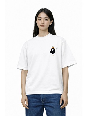 Camblys Kadın Erkek Unisex Bathıng Age Tasarım Ön Baskılı Oversize Kalın Kumaş Bol Kesim Pamuklu T-Shirt