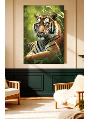 Mushen Studio Yatan Kaplan Vahşi Doğa Orman Hayvan Kanvas Tablo Güçlü Duvar Dekoru