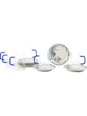 Es Dekor Luna Blue 6lı Cam Çay Bardak Seti 180ML Mutfak Grubu