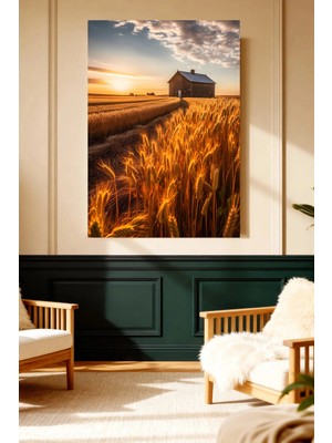 Mushen Studio Buğday Tarlası Gün Batımı Manzara Kanvas Tablo