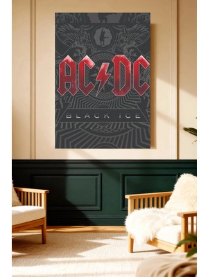 Mushen Studio Acdc Black Ice Vintage Rock Kanvas Tablo Büyük Boy Yağlıboya Tarzı Müzik Grubu Resmi