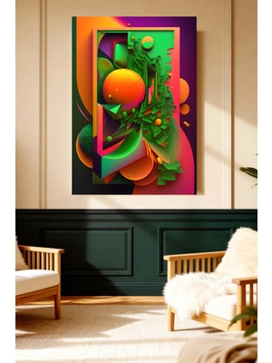Mushen Studio Neon Geometrik Desen Modern Sanat Kanvas Tablo