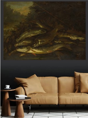 Mushen Studio Natürmort Balıklar Kanvas Tablo Klasik Duvar Dekoru Sanat Eseri Çerçevesiz Ev Ofis