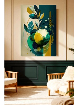Mushen Studio Yeşil Geometrik Doğa Soyut Sanat Kanvas Tablo
