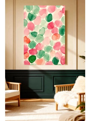 Mushen Studio Yeşil Pembe Lekeler Minimal Soyut Kanvas Tablo