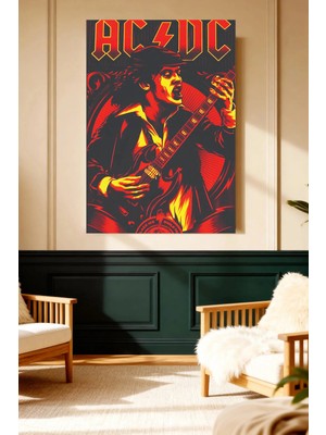 Mushen Studio Ac/dc Angus Young Konser Illüstrasyonu Kanvas Tablo