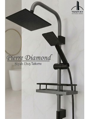 Tesitay Robot Duş Takımı Siyah ve Antrasit Gri Renk Lüks Banyo Duş Seti