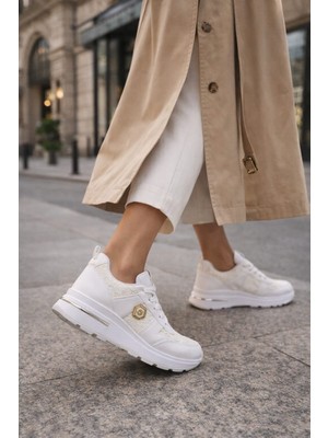 Slipcat Dantel Detaylı Trend 5 cm Platform Yüksek Taban Kadın Sneaker Spor Ayakkabı