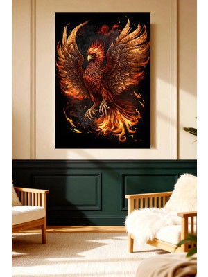 Mushen Studio Zümrüdüanka Ateş Kuşu Mitolojik Kanvas Tablo Fantastik Duvar Dekoru