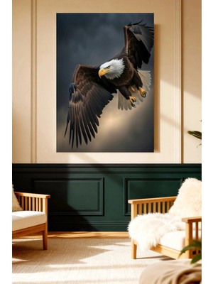 Mushen Studio Kel Kartal Uçuşta Kanvas Tablo Büyük Boy Yağlıboya Tarzı Kartal Resmi