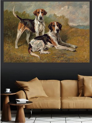 Mushen Studio Av Köpekleri Natürmort Kanvas Tablo Klasik Duvar Dekoru Sanat Eseri Çerçevesiz Ev Ofis