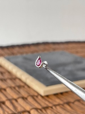 Aida Jewelss %100 Cerrahi Çelik Damla Zirkon 6x1.2mm Çelik Labret Piercing